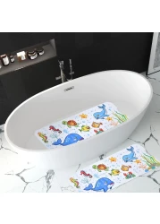 Tubozadi Baby Bath Mat for Tub Kids Non Slip Bathtub Mats Baby Extra Long 40X16 Inch Bathroom Toddler Anti Slip Shower Mat with Suction Cups Drain HolesMachine WashableWhale