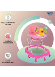 Lovely Baby Foldable Kids Walker LB 852 with Adjustable Height, Music & Toys, Rotating Wheels, Foldable Safe Support Activity Walker for Toddlers, Small Infant Boy Girl 6-15 M - Pink