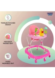 Lovely Baby Foldable Kids Walker LB 852 with Adjustable Height, Music &amp; Toys, Rotating Wheels, Foldable Safe Support Activity Walker for Toddlers, Small Infant Boy Girl 6-15 M - Pink