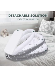 Little Story Soft Breathable Fiberfill Newborn Lounger Bed - Royal Grey