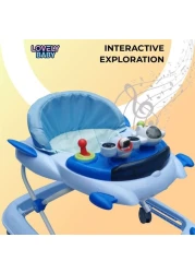 Lovely Baby Foldable Kids Walker BW10 with Adjustable Height, Musical Toys, Rotating Wheels, Comfortable &amp; Safe Activity Walker for Toddlers, Small Infant Boy Girl 6-18 months - Blue