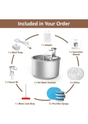 Jinou Cat Water Fountain - Made With Premium Quality Acrylic Glass - Pet Water Fountain With 3 Litre Water Tank- For Cats, Dogs &amp; Other Pets