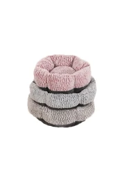 Mei Lifestyle Cat &amp; Dog Pet Bed With Cute Design And Flower Shape Comfortable Plush Ultra Soft Cushion Self Warming Pet Bed Made With Fleece Faux Fux With Waterproof Bottom (Diamater 60cm)