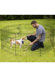 Artmeer Pet Playpen Puppy Playpen Kennels Dog Fence Exercise Pen Gate Fence Foldable Dog Crate 8 Panels 24 Inch Kennels Pen Playpen Options Ideal for Pet Animals Outdoor IndoorBlack 24x24