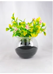 Glass Aquarium Bowl 6-Inch with Integrated Decorative Plant Holder with Lid (Large)