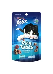 Purina Felix Play Tubes Tuna and Crab Flavours Dry Cat Treats, 50g