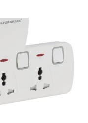 Olsenmark 3 way Universal Wall Socket with Individual Switches- OMES1859D/ Equipped with PP Fire Proof Housing, Copper Parts, and Child Safety Shutter/ Ideal for Home, Office