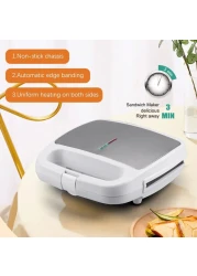 صانعة الساندويتشات والمحمصة المصنوعة من الفولاذ المقاوم للصدأ – شواية كهربائية مع لوحة غير لاصقة قابلة للإزالة لسهولة التنظيف، مثالية للطهي