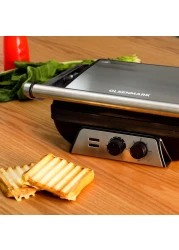 Olsenmark 2000W Super-Jumbo Grill Sandwich Maker - OMGM2441, Non-Stick Coated Plates, Opens 180 Degrees with Cool Touch Handle, Adjustable Temperature &amp; Timer with Indicator Light, 2 Year