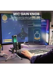 MAONO AU-PM461TR USB Gaming Microphone with Mic Gain - Black