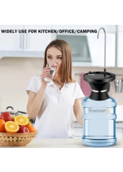 FITTO USB Rechargeable Water Bottle Dispenser Pump &ndash; Portable Automatic Electric Drinking Pump for 1-5 Gallon Jugs, Ideal for Home, Office, Kitchen, Indoor &amp; Outdoor Use, Camping, and Picnics