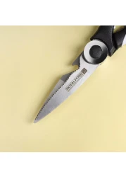 Royalford 3-In-1 Kitchen Scissor- Rf10498 Includes Scissors, Perfect For Cutting Fish, Meat, Etc Dishwasher-Safe And Includes A Blade Protection Cover Black And Silver