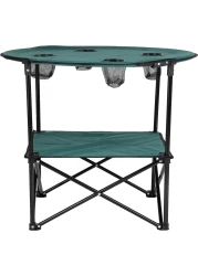 Royalford Round Camping Table-Rf11673 Lightweight, Portable And Foldable, Folds Flat For Storage Iron Tube With Washable Cloth, Perfect Indoor And Outdoor Entertainment Package Includes Carry Bag Blue