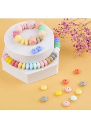 120Pcs Silicone Abacus Beads Bulk 12mm Shaped Lentil Silicon Beads 12 Colors for Keychain Making DIY Jewelry Making