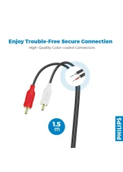 فيليبس SWA2521W / 10 سلك صوت ستيريو 1.5 متر ذكر- أسود.