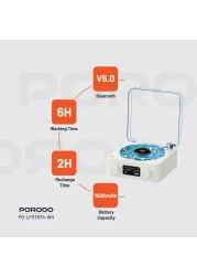 Porodo Lifestyle White Noise Portable Speaker, 1500mAh Battery, 6H Playtime, Bluetooth 5.0, 10m Range, LED Lights, Fast Charging, Natural White Noise &amp; Calming Sounds - White
