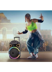 سماعة بورتابل جرين لايون بارتي لايف 500 بلوتوث، بلوتوث V5.0، عرض ضوء، 50 واط طاقة، بطارية 4000 مللي أمبير، صوت عميق، معادل، ميكروفون لاسلكي وتحكم عن بعد، وضع AUX - أسود
