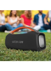 Green Lion Beam Pro Portable Speaker, 120W Power, Wireless Mic, IPX6 Waterproof, 8 Light Modes, Extra Bass, 360&deg; Audio, Multi-Input Support, 15,000mAh Battery, Type-C Charging - Black
