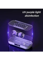 منظف ​​مجوهرات محمول بالأشعة فوق البنفسجية منظف ساعات رقمية بالموجات فوق الصوتية 40 كيلو هرتز جهاز تنظيف مجوهرات كهربائي USB للخواتم والنظارات والساعات والإكسسوارات