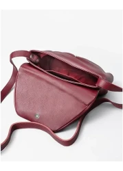 حقيبة LACAMBRA PLI من الجلد الطبيعي الفاخر متوسطة الحجم للنساء، حقيبة كتف عصرية ذات ثنيات للسيدات، حقيبة كتف كروس بودي فاخرة مع حزام قابل للتعديل