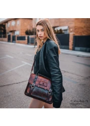 ECOSUSI Briefcase for Women Vintage Crossbody Messenger Bag Satchel Purse Handbag Coffee