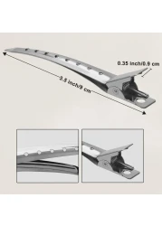Korintin Hair Styling and Sectioning Clips Metal Duck Bill Clips Alligator Roller Clips for Long Thick Hair Salon Clips 24 Pack Silver