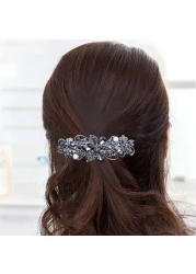 4 PCS Hair Barrettes for Women Ladies Flower Crystal Rhinestones Barrettes Pearl Spring Hair Clip Accessories Women Fashion Ponytail Holders Barrettes for Daily Wear Mothers Day present