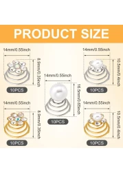 OIIKI 50PCS Rhinestone Sparkle Crystal Hair Jewelry Clips Spiral Flower Pearl Coil Decorative Accessories for Bridal Bridesmaid Wedding Party Prom 5 Styles