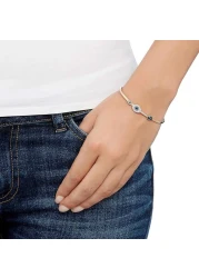 SWAROVSKI Women&#39;s Symbolic Evil Eye Bangle, Blue, Mixed metal finish, Medium 5171991