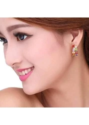 Aiwanto Necklace Set Earring Necklace Ring Set for Women&#39;s Colorful Zircon Necklace Earrings set Necklace Earring Set Gift for Wife Girlfriend