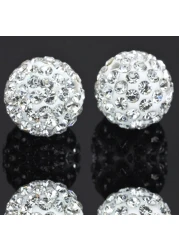RUBYCA Pave Czech Crystal Disco Ball Clay Beads fit Shamballa Jewelry 20pcs 12mm White Clear
