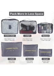 6pcs/set Lightweight Travel Bags Men and Women Cubes Gray