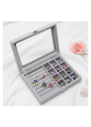 2 in 1 velvet Jewelry Box Ring Earring Organizer Holder Stackable Display Showcase Lockable Jewelry Storage Tray Accessory Organizer gifts for Girls Women