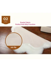 سجادة غرفة المعيشة بتصميم زهور من فراء الأرانب فائقة النعومة من Mei Homecenter مع قاعدة مضادة للانزلاق، باللون الأحمر (مقاس 80 سم)