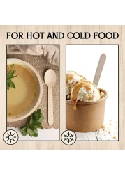 Lavish 50 Pcs Eco-Friendly Everyday Use Bamboo Disposable Wooden Spoons Set