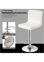 Galaxy Design Adjustable Bar Stools PU Leather Swivel Lift Kitchen Counter Pub Chair White Color - Size ( D x W x H ) 40 x 40 x 110 cm Model - GDF-J201.