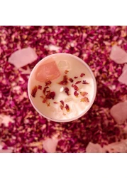 Cranberry Rose Scented Candle with Crystal Inside Healing Rose Quartz Crystal Candle and Dried Flowers 10oz Soy Wax 55 Hours Long Lasting Burn Love