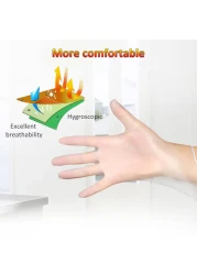 Generic-100 Pcs/Disposable Gloves Thick Powder-Free Rubber Latex Stretchy Gloves Sterile Food Safe Grade for Home Food Laboratory Use (XL)