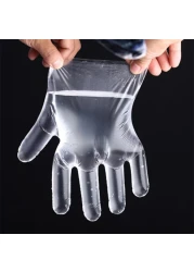 Generic-100pcs Disposable Plastic Gloves Latex Free Powder Free Clear PE Gloves Safe for Cleaning Cooking Hair Coloring Dishwashing Food Handling