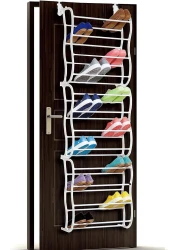Generic 36 Pair Over the Door Hanging Hook 12 Tier Shoe Rack Adjustable Shelf Organiser Holder Storage Stand Space Saving Multi-layer Easy Installation For Living room Shoe Rack