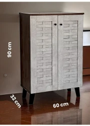 GALAXY DESIGN Wooden Shoe Cabinet with 2 Doors, 4-Tier Storage Shoe Organizer, Malaysian Design, Shoe Rack for Hallway and Living Room, Grey Brown