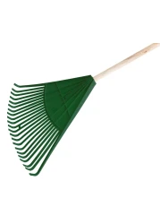 Egardenkart Store Garden Leaf Rake Pvc/Wooden Handle 22 Teeth (Green)