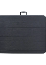 LANNY Portable Plastic Folding Table SZK180 Black Wood Design 180 * 75cm for 6-8 person Party/Picnic/Garden/Dining/Kitchen/Buffee/Restaurant