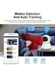 كاميرا مراقبة واي فاي ثنائية النطاق 2.4G/5G - كاميرا أمان IP لاسلكية بدقة 1080 بكسل عالية الدقة، وتدوير 360 درجة، وتتبع تلقائي، ورؤية ليلية، وكشف الحركة، وصوت ثنائي الاتجاه