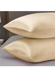 MahMir&reg; Silk Satin Pillowcase for Hair and Skin Queen - Champagne Gold Silk Pillowcase 2 Pack 75L x 50W CM (20x30 Inches) - Satin Pillow Cases Set of 2 with Envelope Closure (Champagne)
