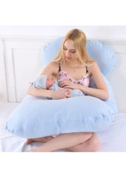 Decdeal - Pregnancy Pillow U Shaped Maternity Pillow with Washable Cotton Cover for Side Sleeping and Back Pain Relief