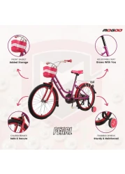 Mogoo Pearl Kids Road Bike With Basket For 4-10 Years Old Girls, Adjustable Seat, Handbrake, Mudguards, Reflectors, Rear Carrier, Gift For Kids, 16/20 Inch Bicycle With Training Wheels