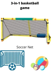 ULTIMAX 3-in-1 Basketball Game Indoor Outdoor Soccer and king shoot Sport Games Children Training Practice Toy Set