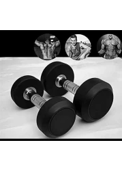 ULTIMAX Round Rubber Dumbbell Fitness Dumbbell Hand Weights Dumbbells Chrome Handle Dumbbell Professional Arm Muscle Exercise Equipment Gym and Home Fitness Equipment-2Pcs- 5 kgs