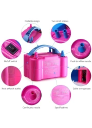 منفاخ بالون كهربائي منفاخ هواء قابل للحمل بفوهة مزدوجة لتزيين الحفلات